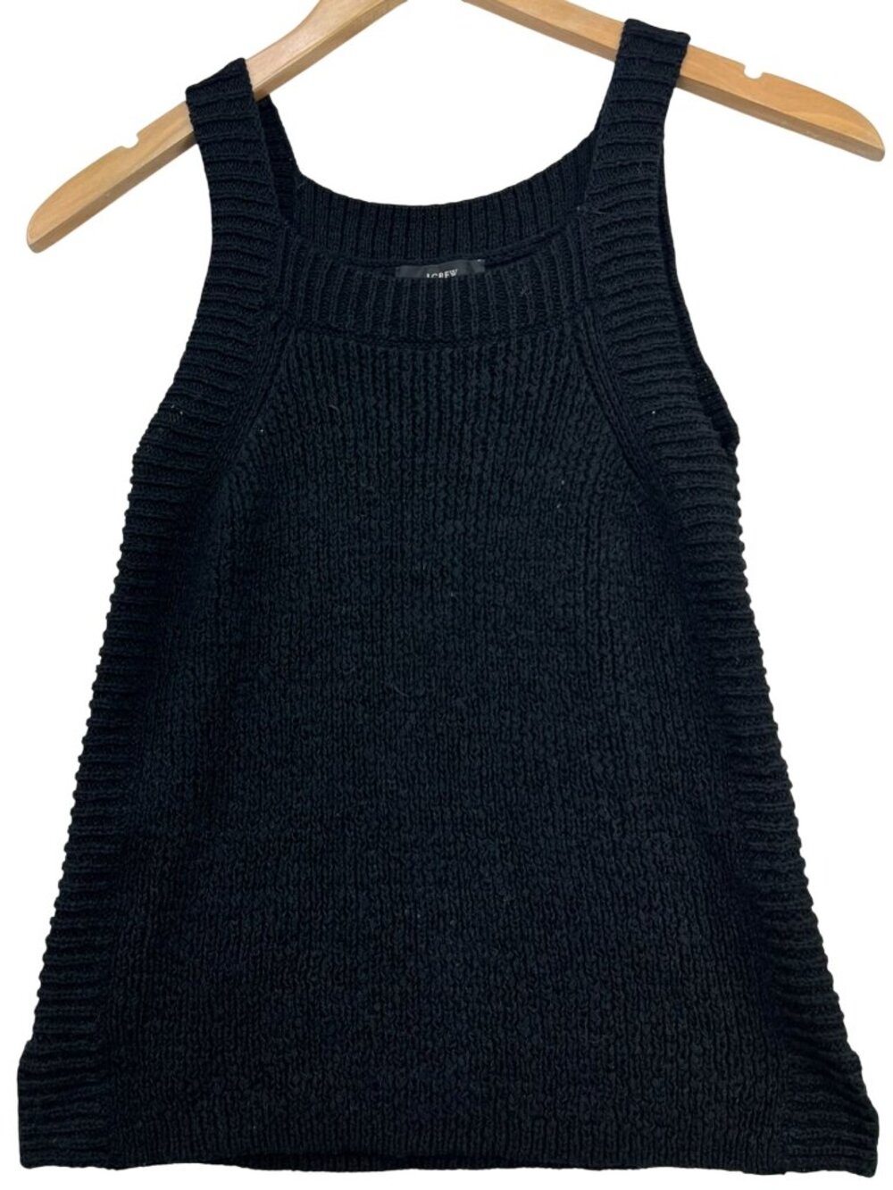 J.Crew Women's Sweater Tank Top Ribbed Knit Sleeveless Stretch Size XS Black